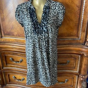 Cheetah, print cap sleeve empire waist dress